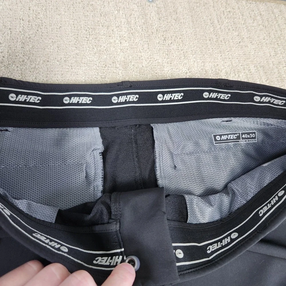 Hi Tec Pants Men 40x30 Black DWR Water Resistant Hiking Elastic Waist Outdoor
